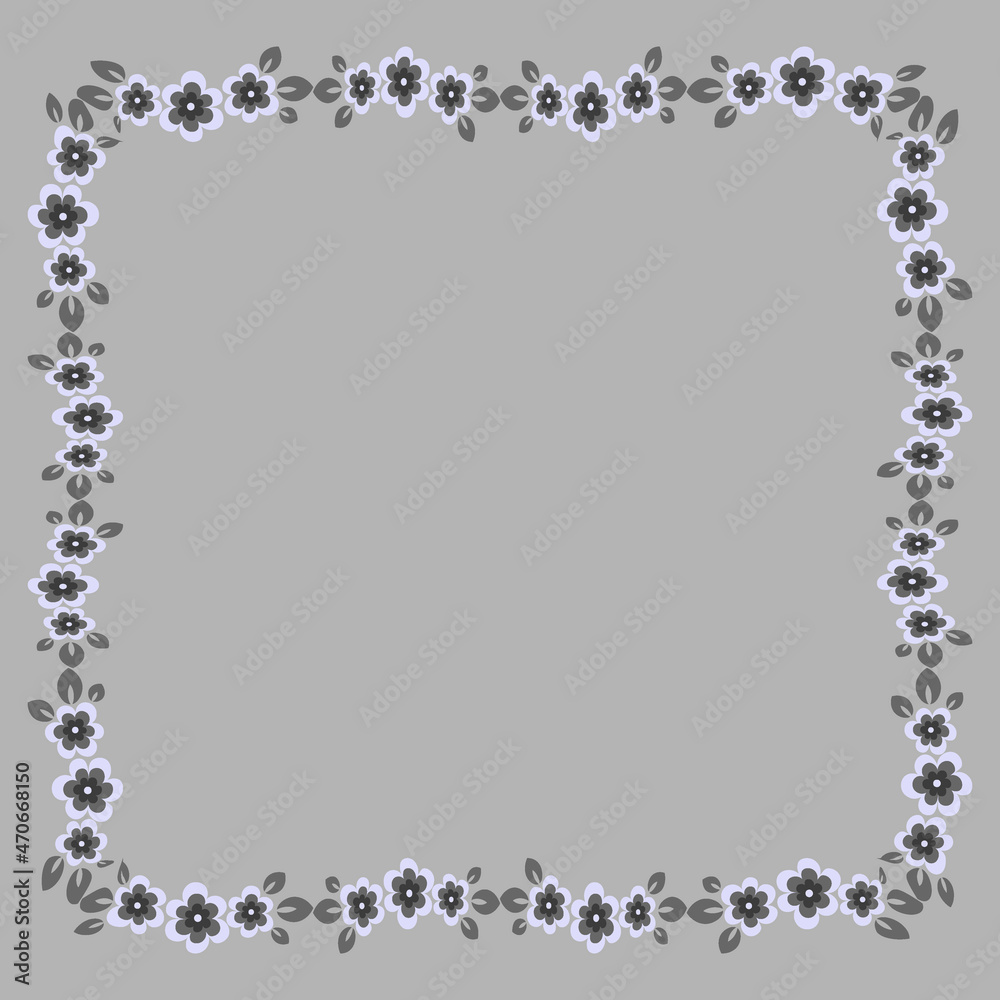 Frame of flowers on a square background stylized flowers and leaves - graphics. Scarf, tile, square Frame of flowers on a square background stylized flowers and leaves - graphics. Scarf, tile, square