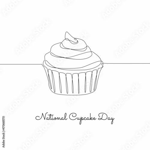 single line art of national cupcake day good for national cupcake day celebrate. line art. illustration.