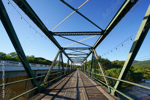 suspension bridge over river