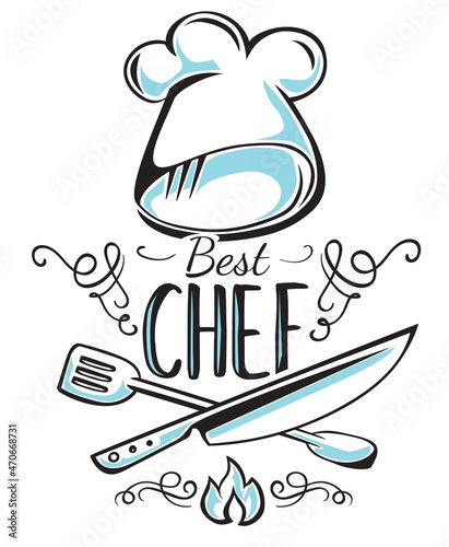 Best chef cooking decorative emblem