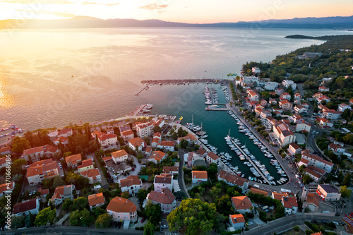 Town of Malinska aerial sunset view, Island of Krk photo