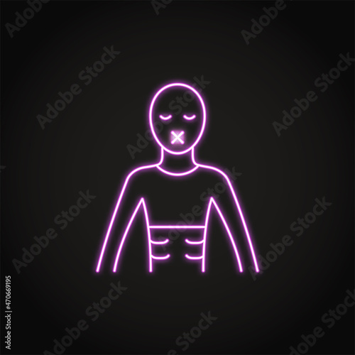Neon anorexia disorder icon in line style