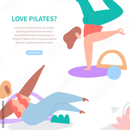 Two young girls doing pilates. Pilates courses