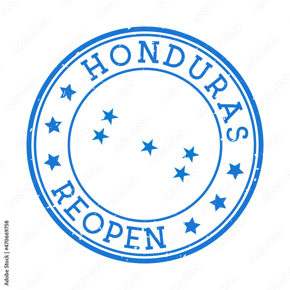 Honduras reopening stamp. Round badge of country with flag of Honduras. Reopening after lockdown sign. Vector illustration. Honduras reopening stamp. Round badge of country with flag of Honduras. Reopening after lockdown sign. Vector illustration.