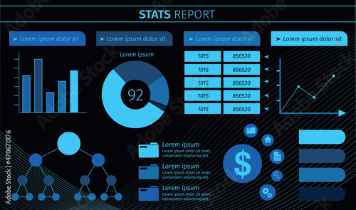 stat report presentation infographic techno dashboard vector photo