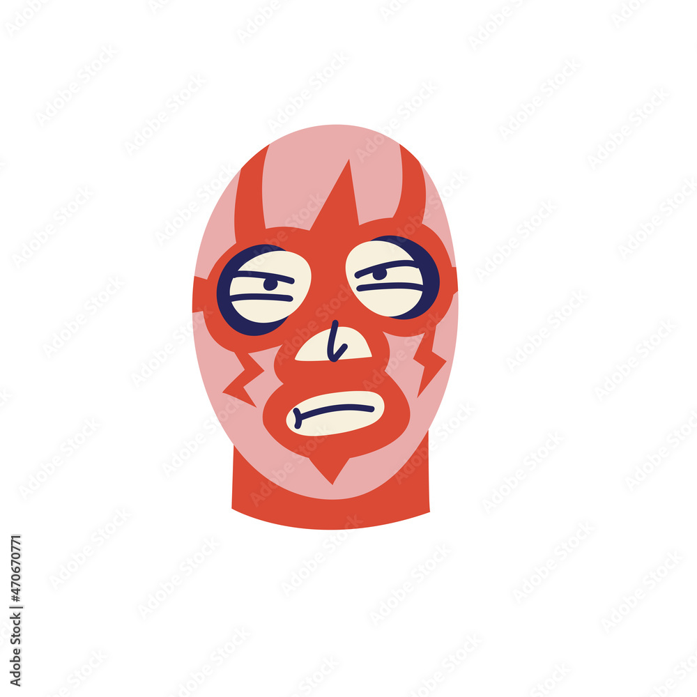 Vector illustration color mexican wrestler. Wrestler fighter in mask character.