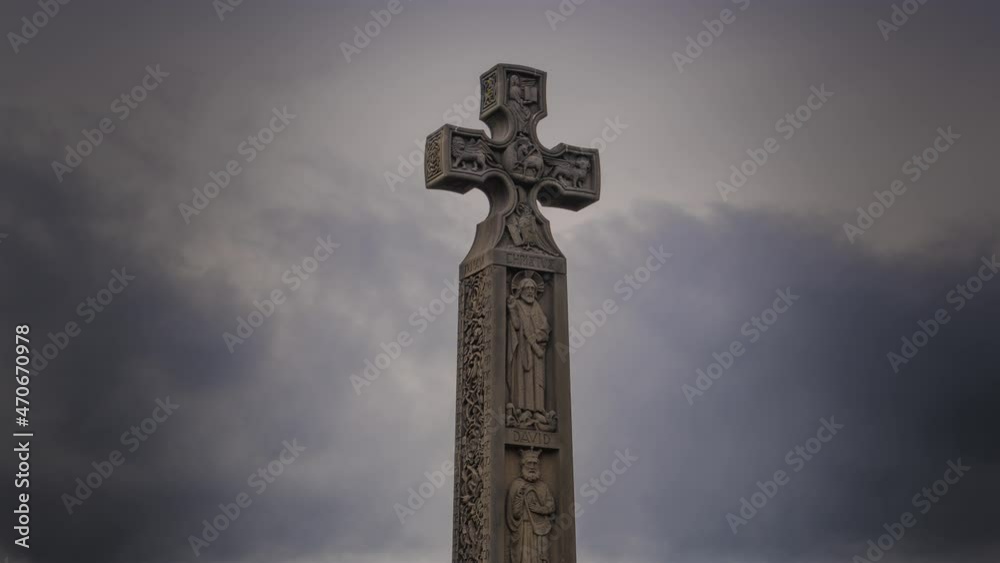 Whitby Yorkshire Time Lapse Graveyard Cross on the top of the hill Whitby Yorkshire Time Lapse Graveyard Cross on the top of the hill
