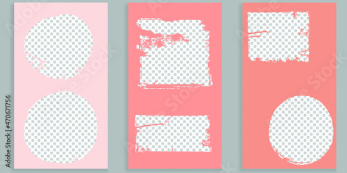 Social media editable covers with grunge design  . Contemporary style . Post frame stories templates. Layout for promotion .Media banner .Vector