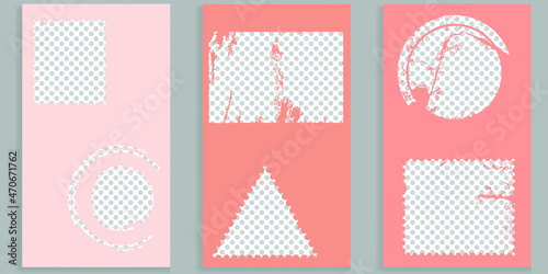 Social media editable covers with grunge design  . Contemporary style . Post frame stories templates. Layout for promotion .Media banner .Vector