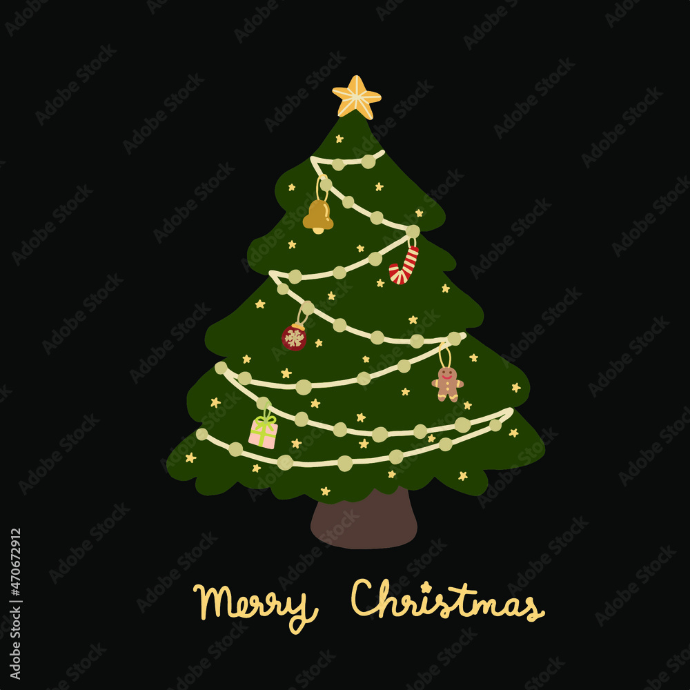 Christmas tree with cute ornaments Christmas tree with cute ornaments