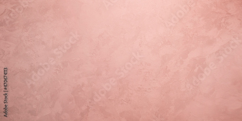 Silk decorative plaster of pink color. The background is horizontal with space for text and images