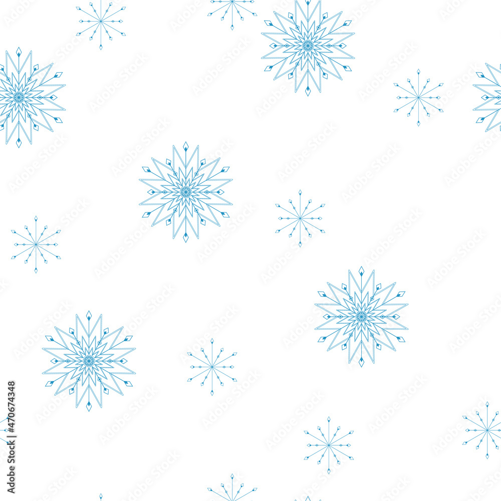 Snowflakes winter seamless pattern vector illustration. Cute scandinavian hand drawn pattern for your decoration Snowflakes winter seamless pattern vector illustration. Cute scandinavian hand drawn pattern for your decoration
