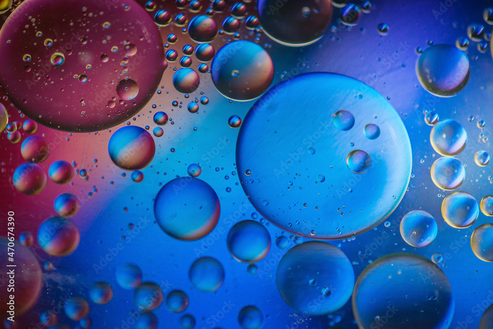 Multicolored abstract defocused background picture made with oil, water and soap