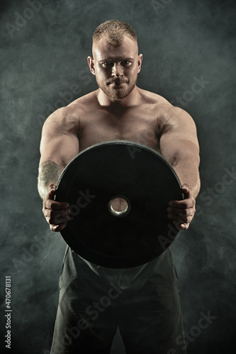 handsome muscular weightlifter