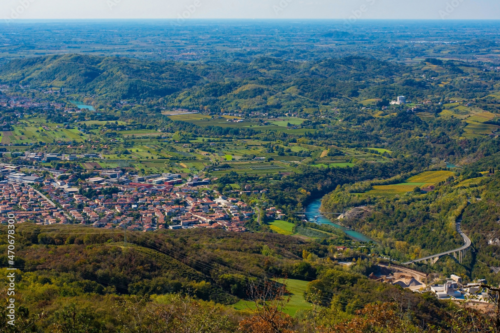 The western Slovenian city of Nova Gorica viewed from the slopes of Mount Skabrije. The Soca River is on the right with the historic Solkan Bridge in the foreground
The western Slovenian city of Nova Gorica viewed from the slopes of Mount Skabrije. The Soca River is on the right with the historic Solkan Bridge in the foreground