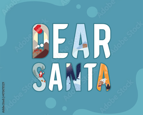 dear santa lettering postcard