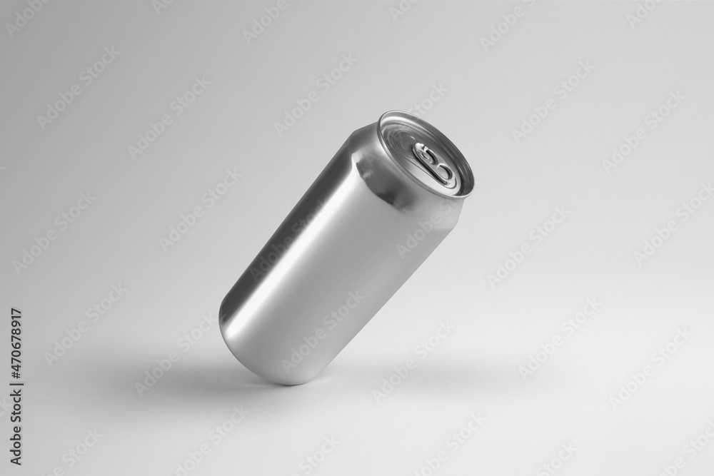 Blank beer can floating on a white background, craft beer mockup templates, with empty space to place your label or design Blank beer can floating on a white background, craft beer mockup templates, with empty space to place your label or design