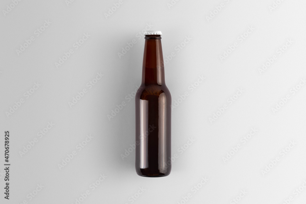 Blank beer bottle on a white background, craft beer mockup templates, with empty space to place your label or design Blank beer bottle on a white background, craft beer mockup templates, with empty space to place your label or design