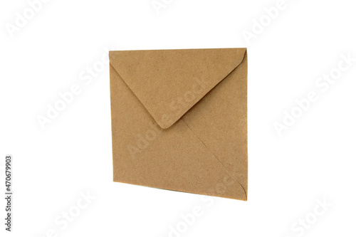 Brown paper envelope without shadow isolated on white