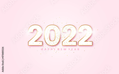 Silver 2022 happy new year elegant design with gold glitter number white background
