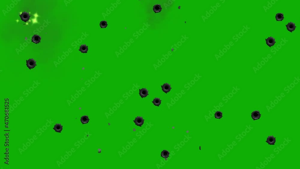Bullet shots motion graphics with green screen background