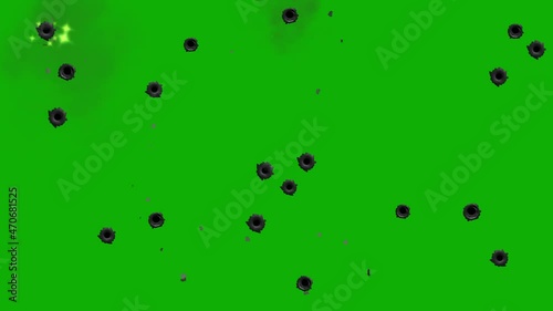 Bullet shots motion graphics with green screen background photo