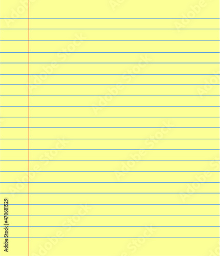 Feuille de papier revêtue de jaune avec marge à gauche