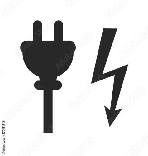 simple electric power plug and icon silhouette