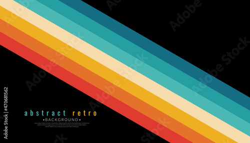 Retro colors diagonal lines background abstract. 70s stripe colorful rainbow. Vector illustration.