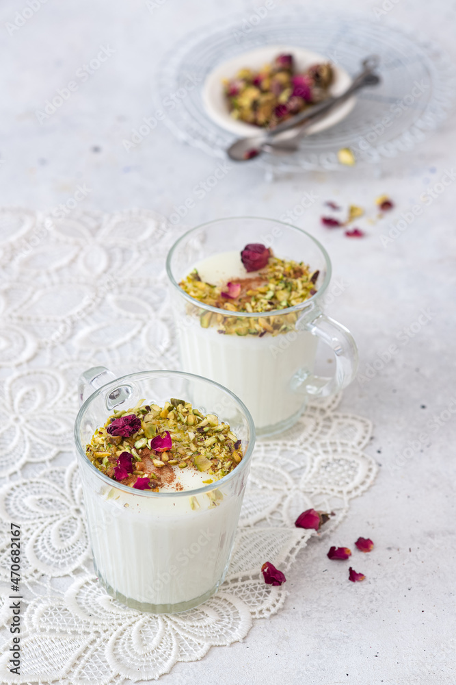 Sahlab drink is a Middle Eastern sweet milk pudding Sahlab drink is a Middle Eastern sweet milk pudding