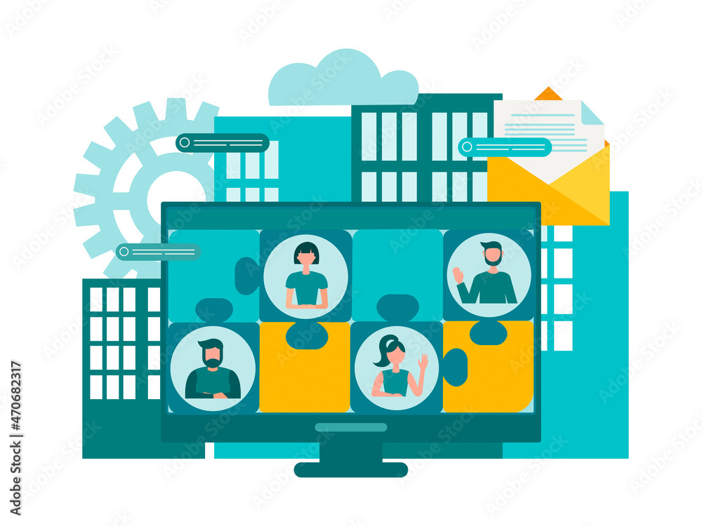 Online communication, internet office, distance learning and conference Online communication, internet office, distance learning and conference