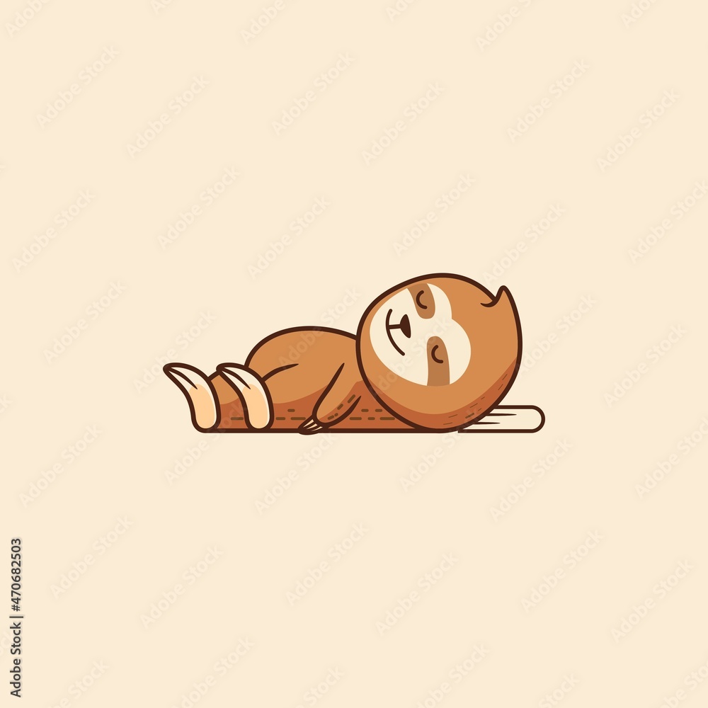 Fototapeta premium Cute hanging sloth sleep logo vector illustration