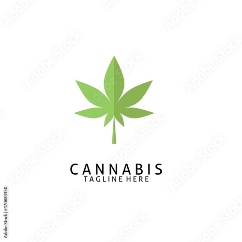 marijuana leaf logo vector icon, green color silhouette,