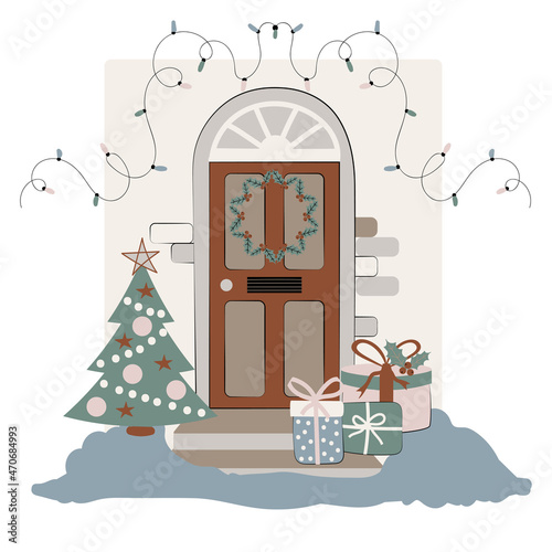 festively decorated door