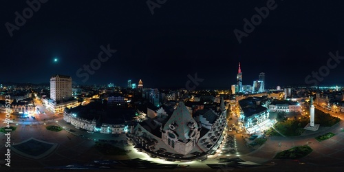 Batumi, Georgia - August 2, 2020: 360 panorama of the city at night