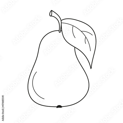 Simple coloring page. Funny pear to be colored. Coloring book to educate kids. Learn colors. Visual educational game.