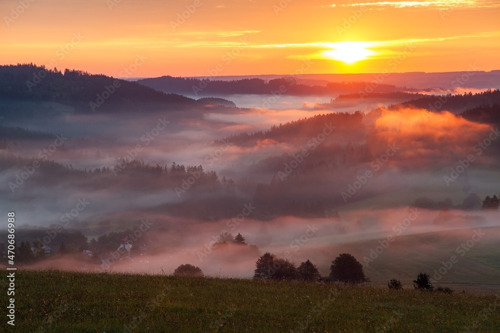 Morning panoramic sunset view from zdarske vrchy Morning panoramic sunset view from zdarske vrchy