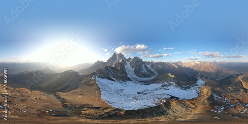 360 panorama of Mount Ushba, Georgia