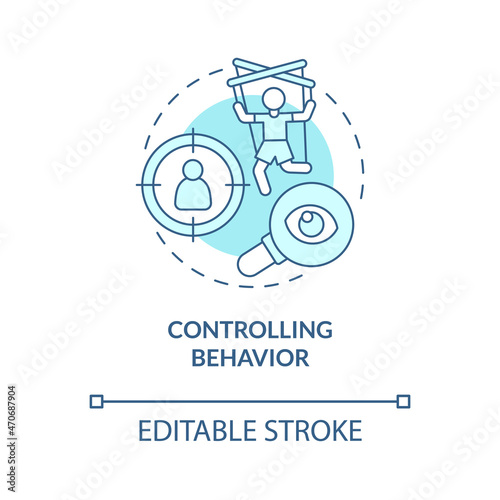 Constant controlling concept icon. Physical and emotional abuse. Relationship trust lack. Jealous partner abstract idea thin line illustration. Vector isolated outline color drawing. Editable stroke