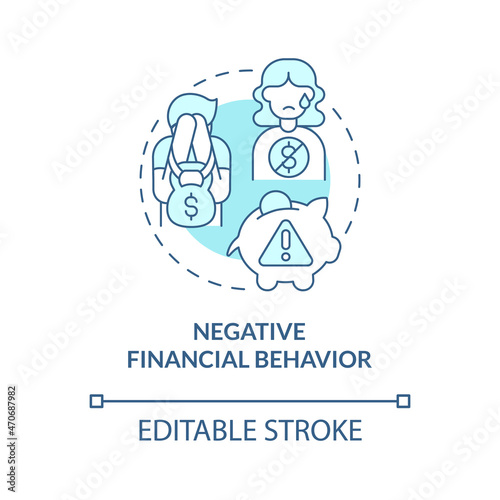 Financial abuse concept icon. Economic manipulations. Leave partner with no money. Financial dependence abstract idea thin line illustration. Vector isolated outline color drawing. Editable stroke