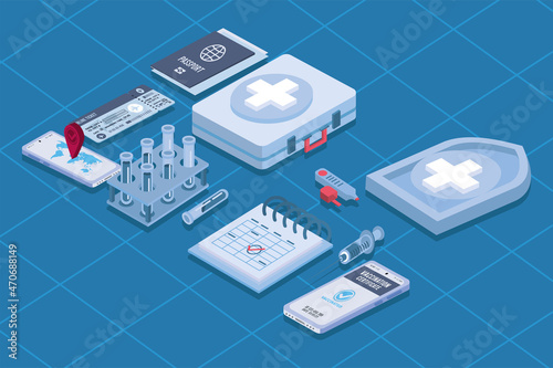 covid19 vaccination isometric icons
