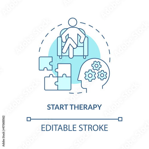 Begin therapy concept icon. Recover after abuse. Quit toxic relationships. Professional mental help abstract idea thin line illustration. Vector isolated outline color drawing. Editable stroke