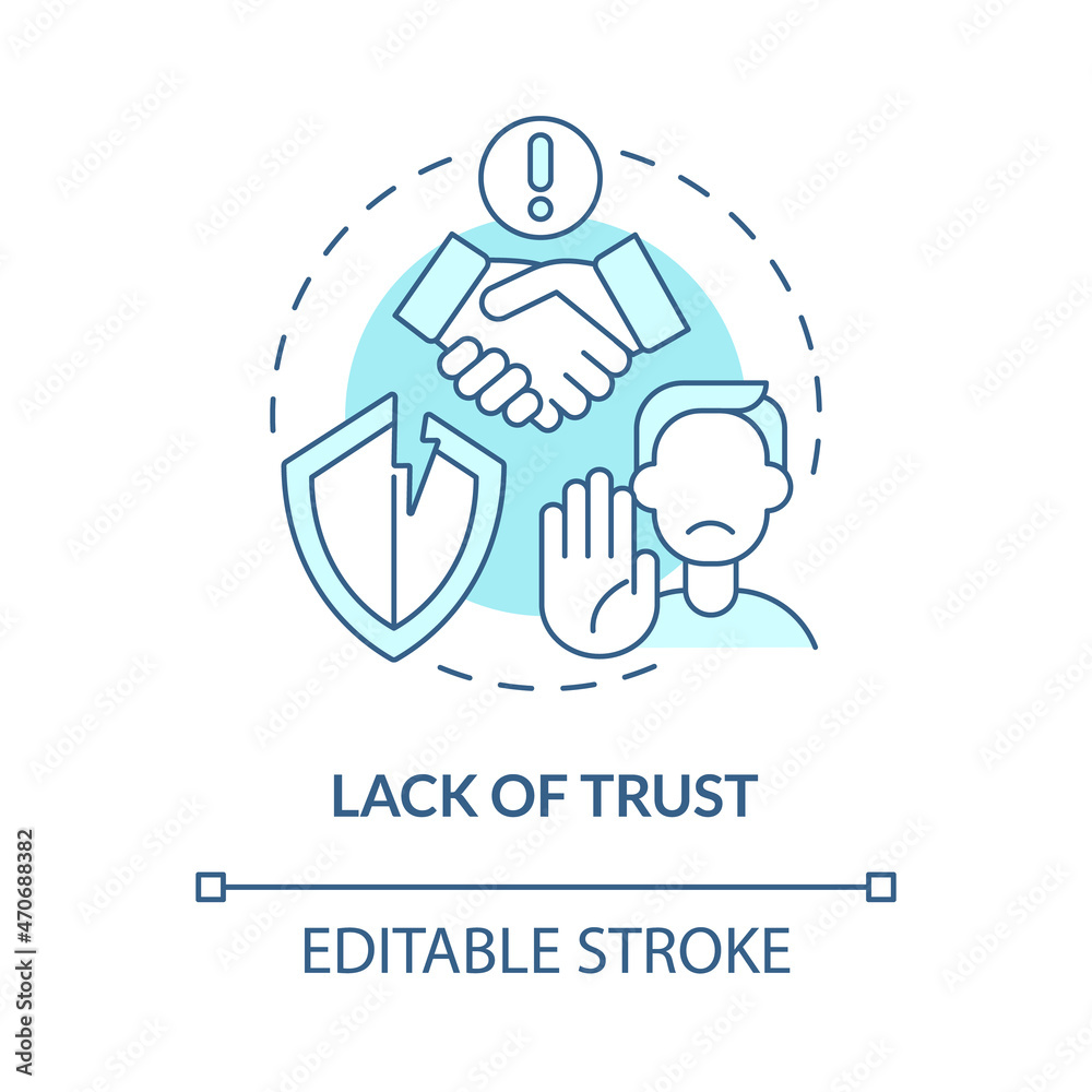 Trust absence concept icon. Manipulative partner. Constant judgement. Relationship reliance issue abstract idea thin line illustration. Vector isolated outline color drawing. Editable stroke