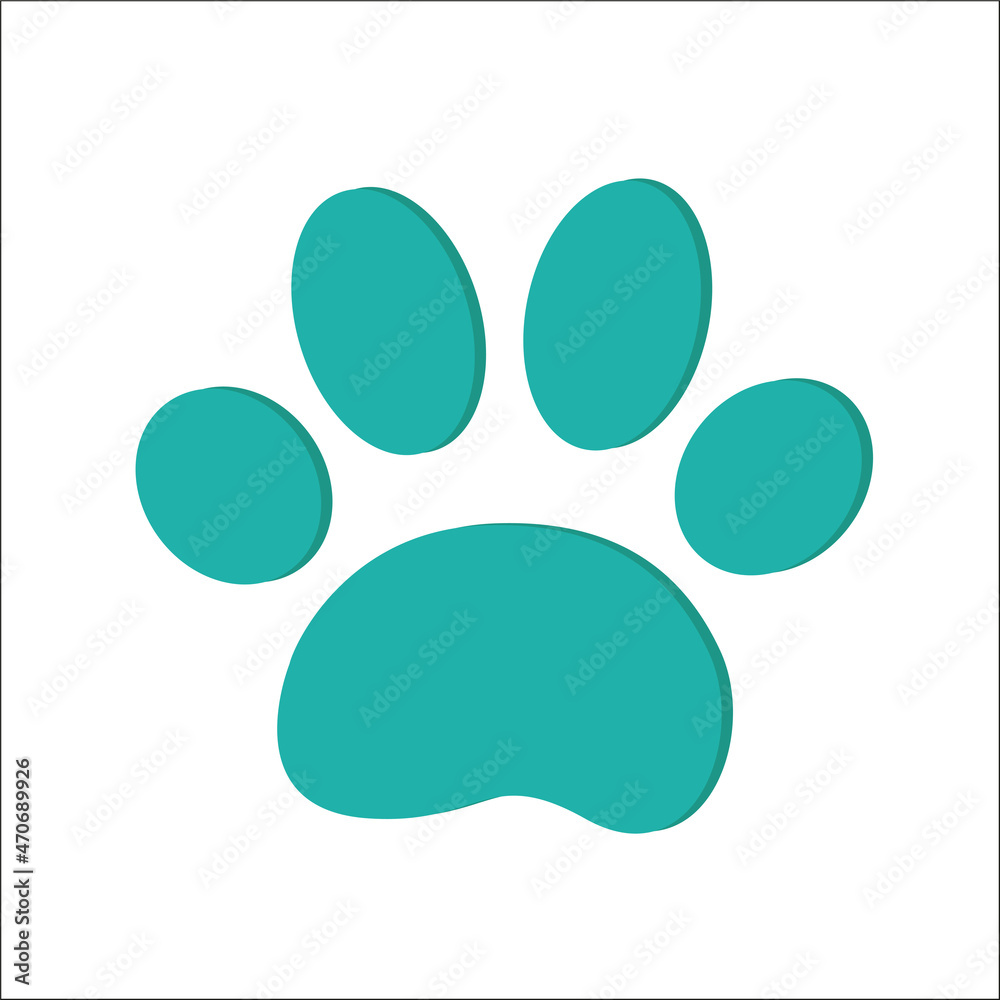 Turquoise cartoon animal paw print sign icon design element vector image. Turquoise cartoon animal paw print sign icon design element vector image.
