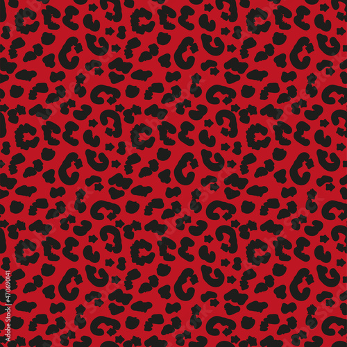 Red leopard seamless pattern. Animal print. Vector background