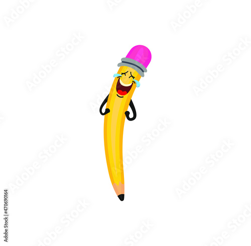happy cartoon pencil isolated on white background.
