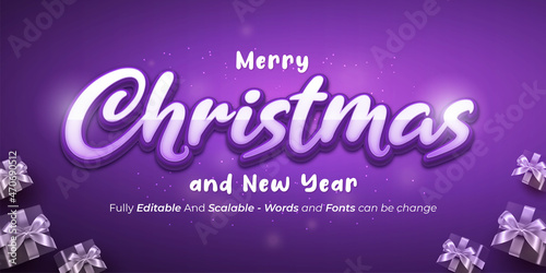 editable text merry christmas purple theme design suitable for christmas banner