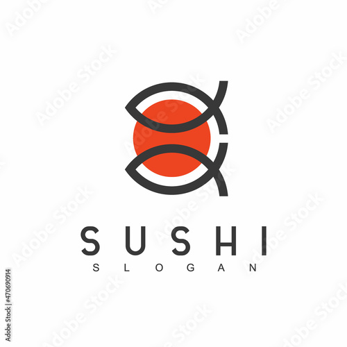 Twin Fish, Sushi Logo For Japanese Food Restaurant
