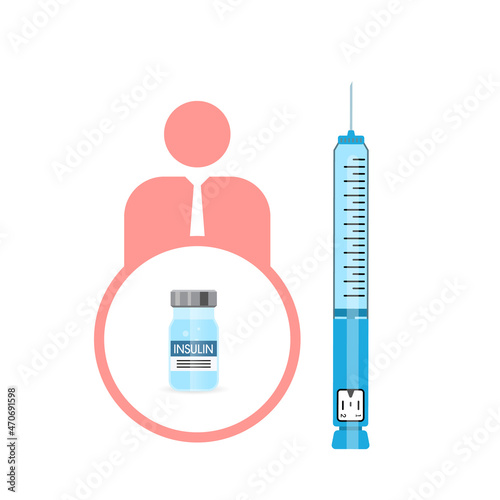 Control your Diabetes concept. Insulin pen syringe and insulin vial.