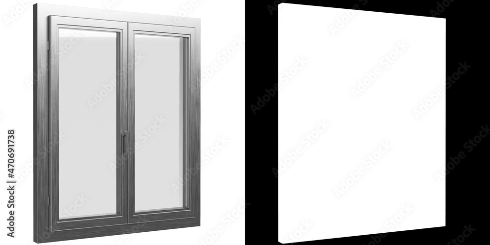 3D rendering illustration of a 2 panels window 3D rendering illustration of a 2 panels window